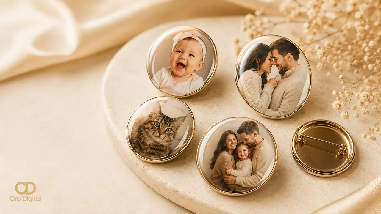 Piezas redondas personalizadas con fotografías de familia y mascota